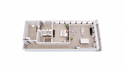 1 bed 1 bath 1B5 Floor Plan at Tesson Ridge, Missouri, 63128